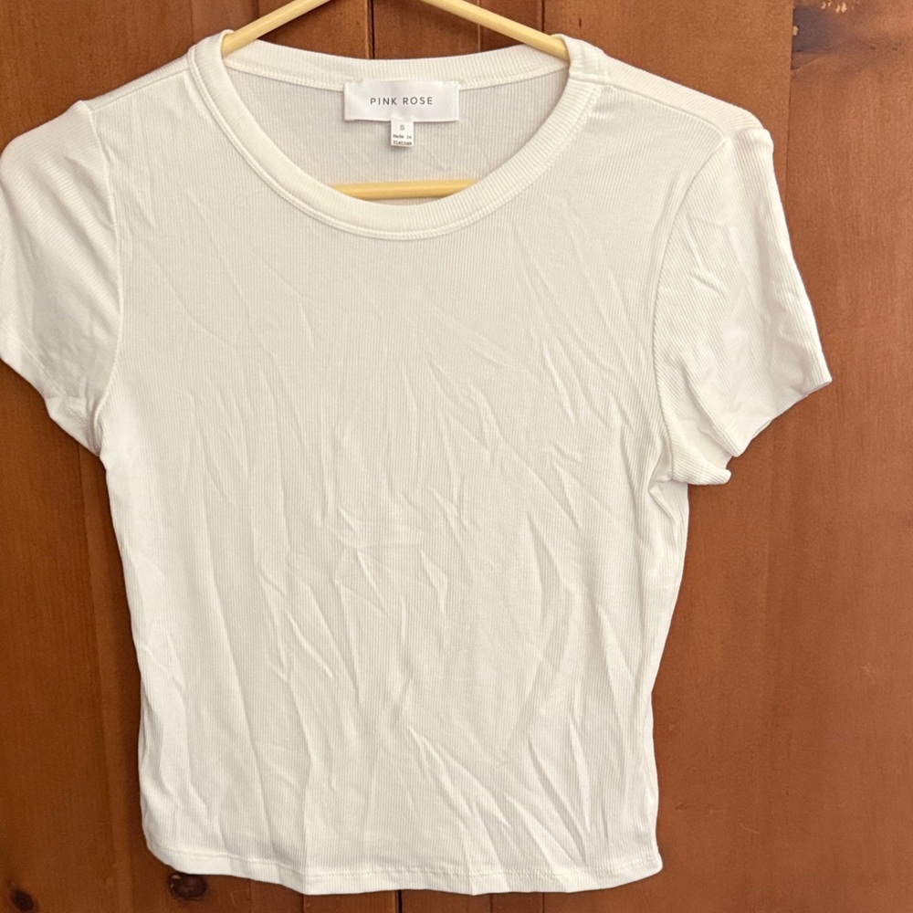 Pink Rose Women's White Short Sleeve Tee